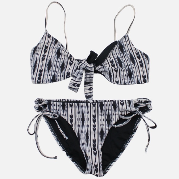 l*space Other - L*Space Black White Tribal Print Outlaw Full Cut Bikini 2 PC Set Size Small